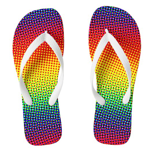 Pop Art Dots Rainbow Bright Farbiger Gay Pride Badesandalen (Fußbett)