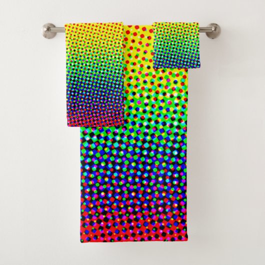 Pop Art Dots Regenbogen Helle fröhliche farbige Ga Badhandtuch Set (Insitu)