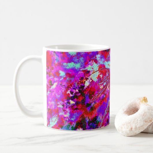 Pop Art Dragonfis auf Rosa Latte Tasse (Mit Donut)
