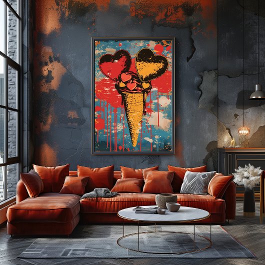 Pop Art Dulce: Helado de Corazones Fotodruck