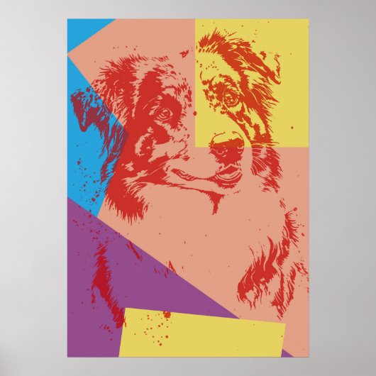 Pop Art Effect Australian Shepherd / Dog Lover Poster (Vorne)