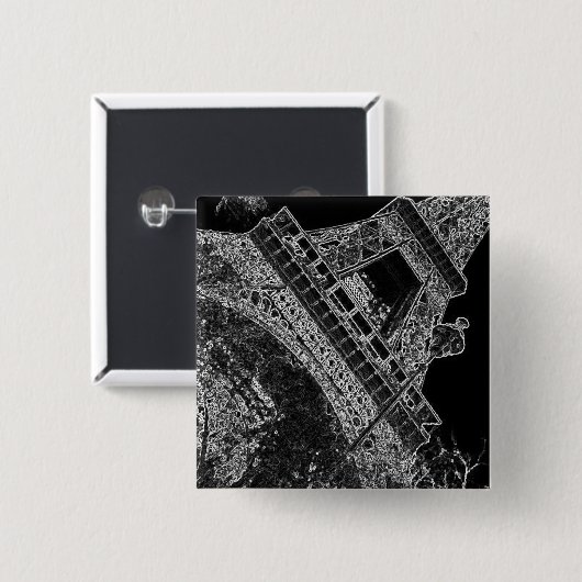 Pop Art Eiffel Tower Paris Button (Vorne & Hinten)