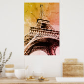 Pop Art Eiffel Tower Paris Romantik Stadt Poster (Küche)