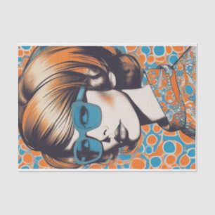 Pop Art: Ein großartiges Hippy Chick Decoupage Pap Seidenpapier