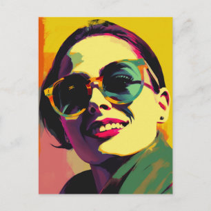 Pop Art: Eine Frau in Sonnenbrille Postkarte