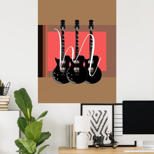 Pop Art Electric Gitarre Monogram Poster (Heimbüro)