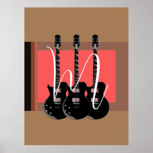 Pop Art Electric Gitarre Monogram Poster
