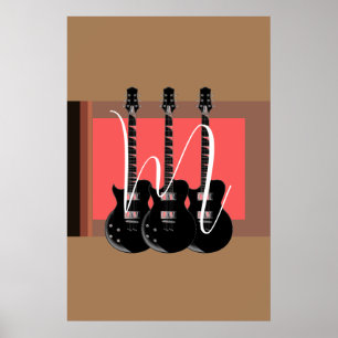 Pop Art Electric Gitarre Monogram Poster