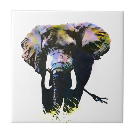Pop Art Elephant Fliese (Vorderseite)