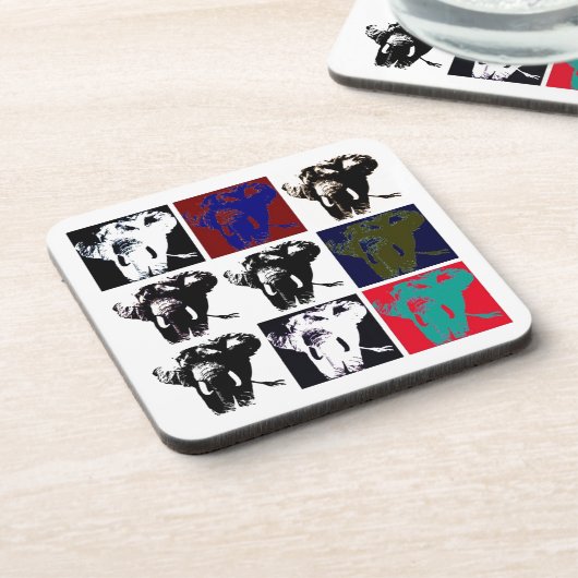 Pop Art Elephants Getränkeuntersetzer (Linke Seite)