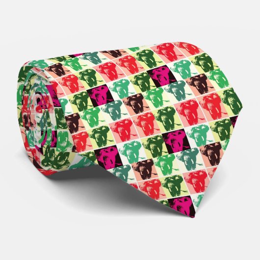 Pop Art Elephants Krawatte (Gerollt)