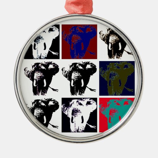 Pop Art Elephants Ornament Aus Metall (Vorne)