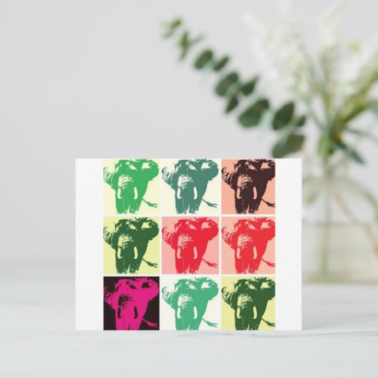 Pop Art Elephants Postkarte (Stehend Vorderseite)