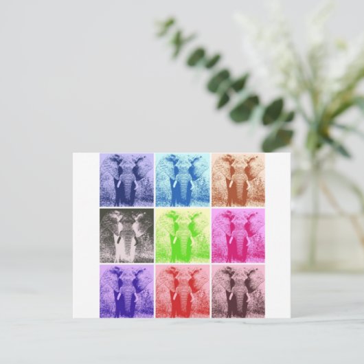 Pop Art Elephants Postkarte (Stehend Vorderseite)