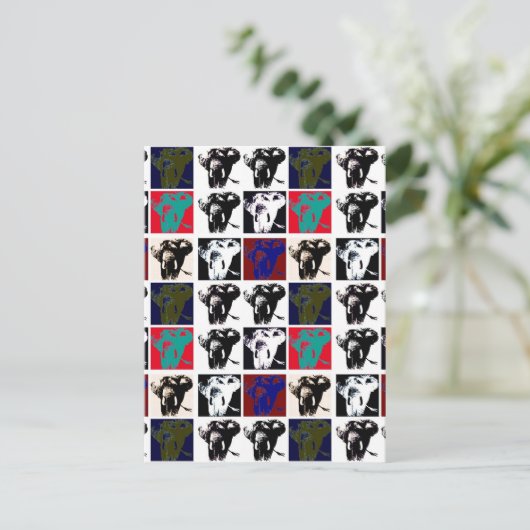 Pop Art Elephants Postkarte (Stehend Vorderseite)