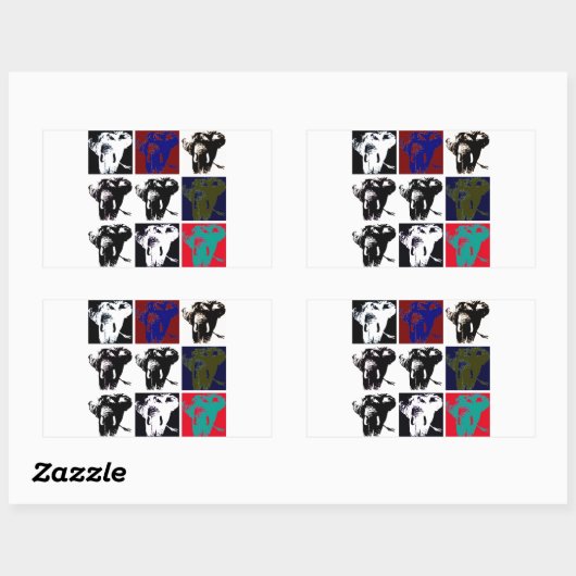 Pop Art Elephants Rechteckiger Aufkleber (Blatt)