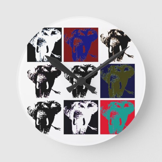 Pop Art Elephants Runde Wanduhr (Vorderseite)