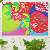 Pop Art Erdbeeren Geschirrtuch (Gefaltet)