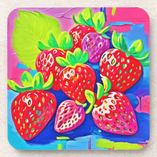 Pop Art Erdbeeren Getränkeuntersetzer