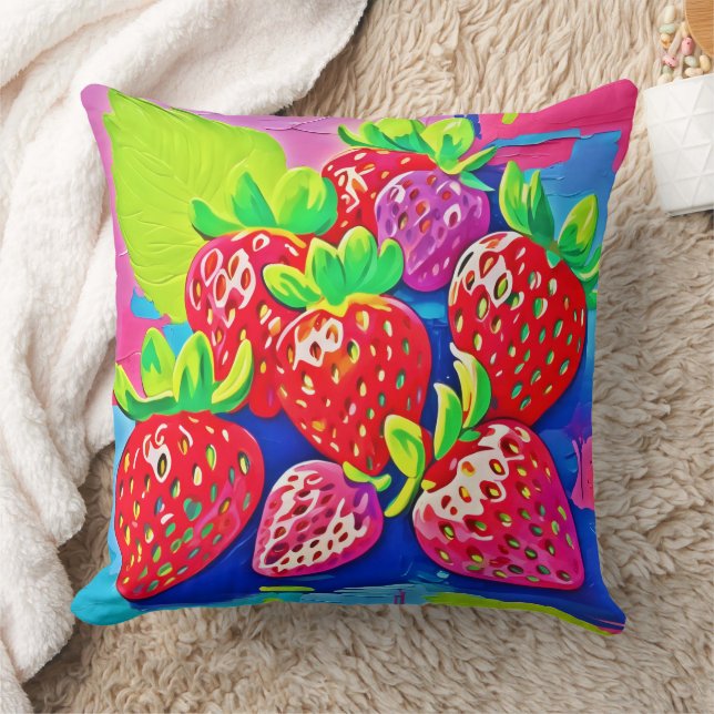 Pop Art Erdbeeren Kissen (Decke)