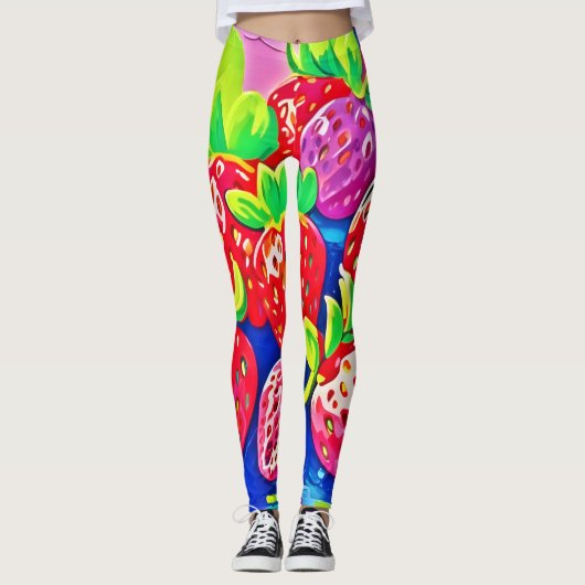 Pop Art Erdbeeren Leggings (Vorderseite)