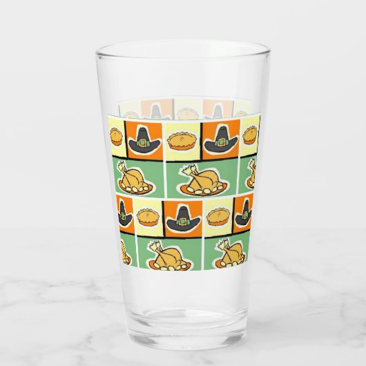 Pop Art Erntedank Abendessen Glas (Rückseite)