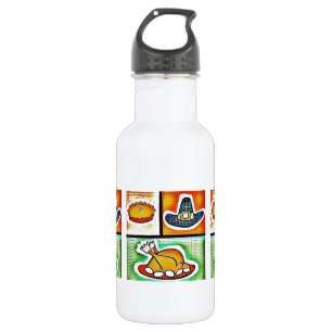 Pop Art Erntedank Abendessen Trinkflasche