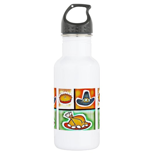 Pop Art Erntedank Abendessen Trinkflasche (Vorderseite)