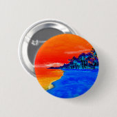 Pop Art Exotic Beach Palmen Button (Vorne & Hinten)