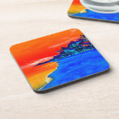 Pop Art Exotic Beach Palmen Getränkeuntersetzer (Linke Seite)