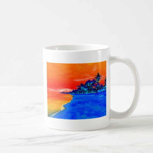Pop Art Exotic Beach Palmen Kaffeetasse (Rechts)