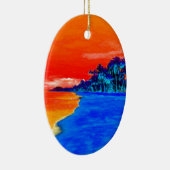 Pop Art Exotic Beach Palmen Keramik Ornament (Rechts)
