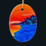 Pop Art Exotic Beach Palmen Keramik Ornament<br><div class="desc">Retro Exotic Travel Places Fotografie - Vintager Palmenbaum & das Beach Foto Artwork</div>