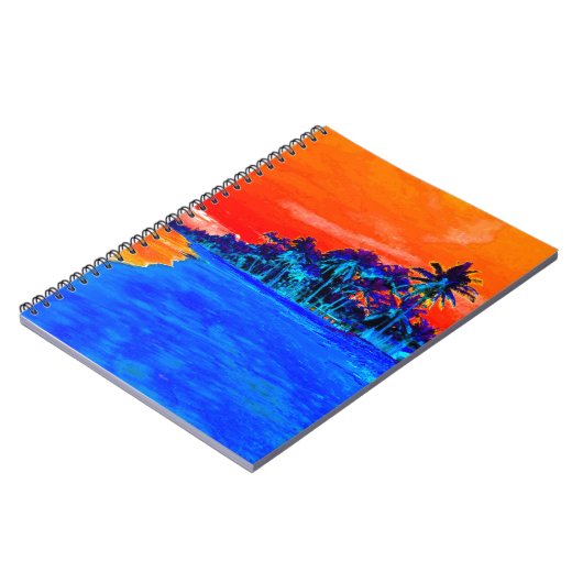 Pop Art Exotic Beach Palmen Notizblock (Linke Seite)