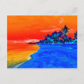 Pop Art Exotic Beach Palmen Postkarte (Vorderseite)