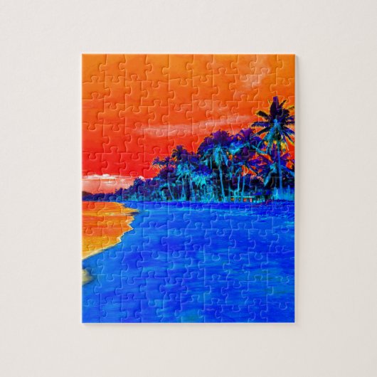 Pop Art Exotic Beach Palmen Puzzle (Vertikal)