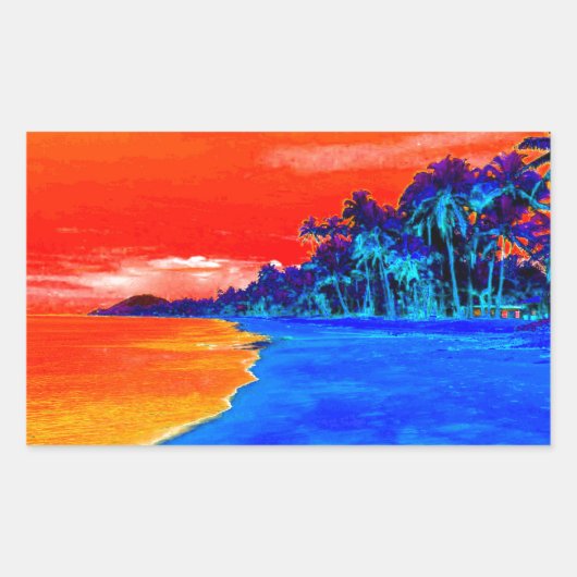 Pop Art Exotic Beach Palmen Rechteckiger Aufkleber (Vorderseite)