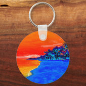 Pop Art Exotic Beach Palmen Schlüsselanhänger (Vorderseite)