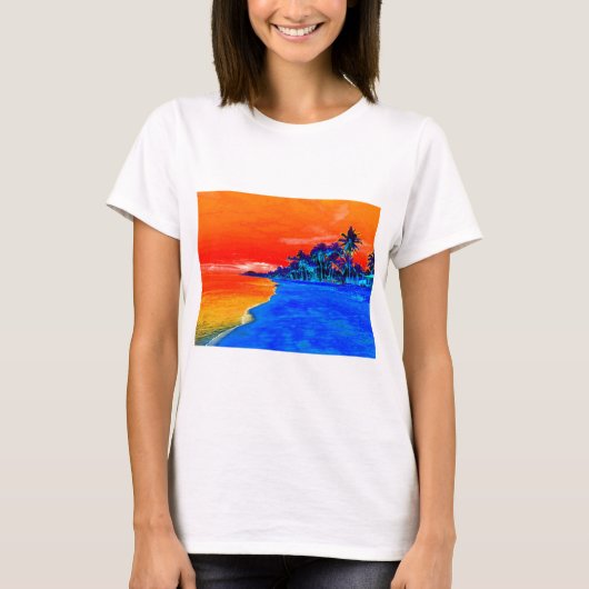 Pop Art Exotic Beach Palmen T-Shirt (Vorderseite)