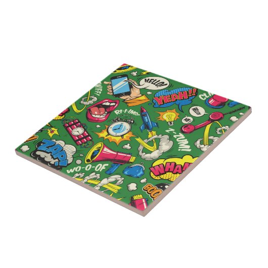 Pop Art Explosion - Retro Comic Ästhetik Fliese (Seite)