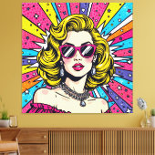 Pop Art Explosion - Retro Glam Comic Leinwanddruck (Insitu (Wohnzimmer))