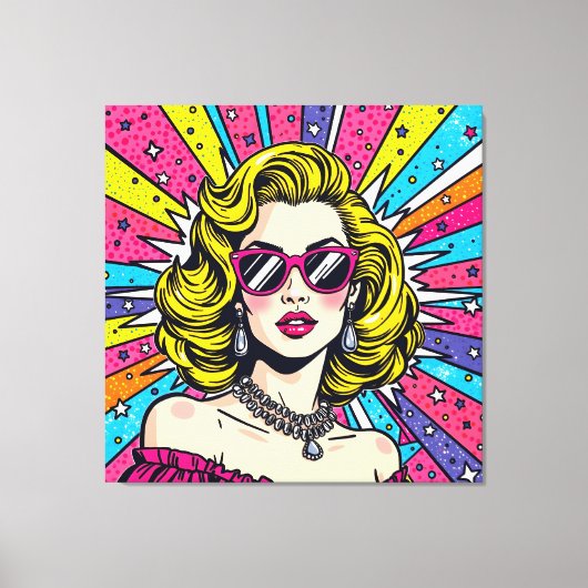 Pop Art Explosion - Retro Glam Comic Leinwanddruck (Vorderseite)