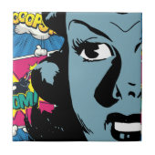 Pop Art Expression in Retro Comic Style Blue Frau Fliese (Vorderseite)