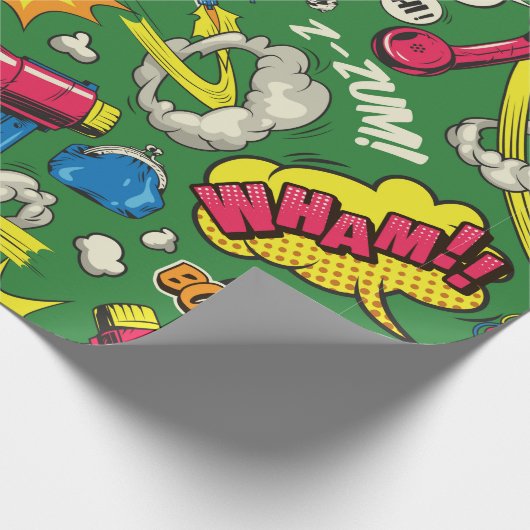 Pop Art farbenfrohe nahtlose Muster mit Comic Spee Geschenkpapier (Ecke)