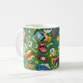 Pop Art farbenfrohe nahtlose Muster mit Comic Spee Kaffeetasse (Vorderseite Links)