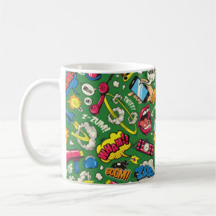 Pop Art farbenfrohe nahtlose Muster mit Comic Spee Kaffeetasse