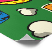 Pop Art farbenfrohe nahtlose Muster mit Comic Spee Poster (Ecke)