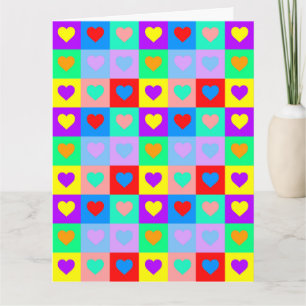 Pop-Art Farbherzmuster  Karte