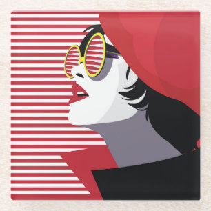 Pop Art Fashion Woman Vintag Glasuntersetzer