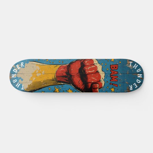 Pop Art Faust mit Comic Burst - Fett Retro Vibe Skateboard (Horizontal)